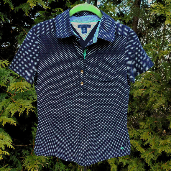 Tommy Hilfiger Petite Polka Dot Logo Polo Shirt NWT - Picture 1 of 2